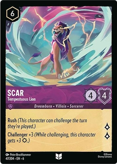 Scar - Tempestuous Lion - 47/204 Uncommon Disney Lorcana card from Azurite Sea, Near Mint Normal