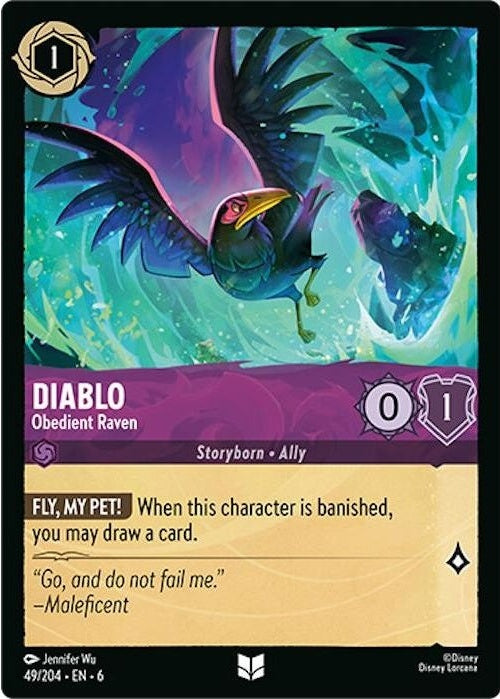 Diablo - Obedient Raven - 49/204 Uncommon Disney Lorcana card from Azurite Sea, Near Mint Normal