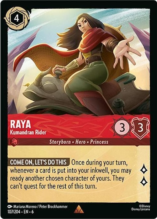Raya - Kumandran Rider - 107/204 Rare Disney Lorcana card from Azurite Sea, Near Mint Normal