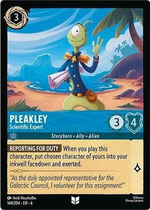 Pleakley - Scientific Expert - 144/204 Uncommon Disney Lorcana card from Azurite Sea, Near Mint Normal