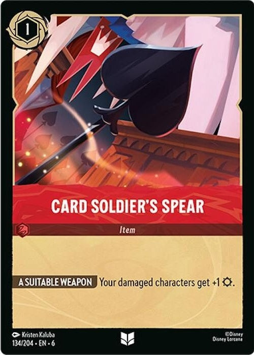Card Soldier's Spear - 134/204 Uncommon Disney Lorcana card from Azurite Sea, Near Mint Normal