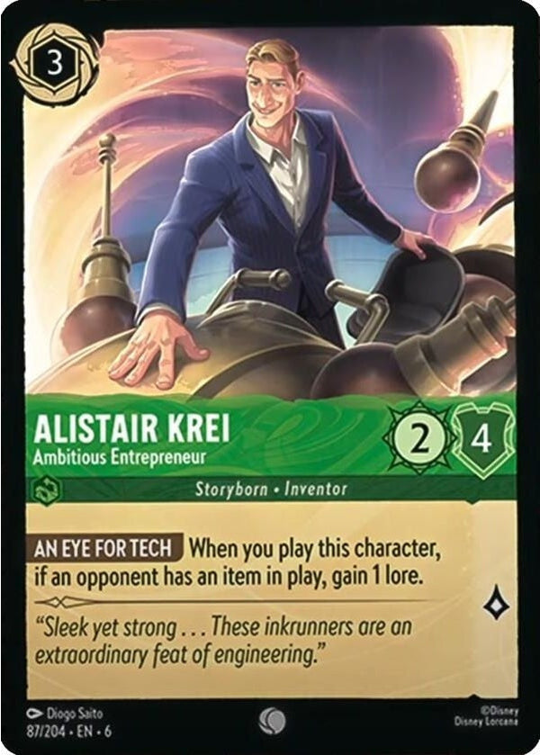 Alistair Krei - Ambitious Entrepreneur - 87/204 Common Disney Lorcana card from Azurite Sea, Near Mint Normal