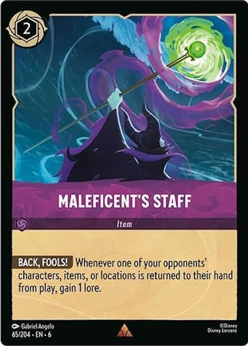 Maleficent's Staff - 65/204 Rare Disney Lorcana card from Azurite Sea, Near Mint Cold Foil
