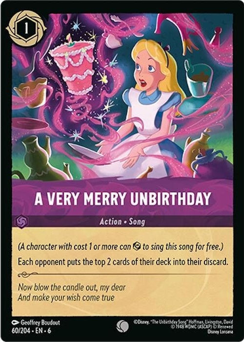 A Very Merry Unbirthday - 60/204 Common Disney Lorcana card from Azurite Sea, Near Mint Normal