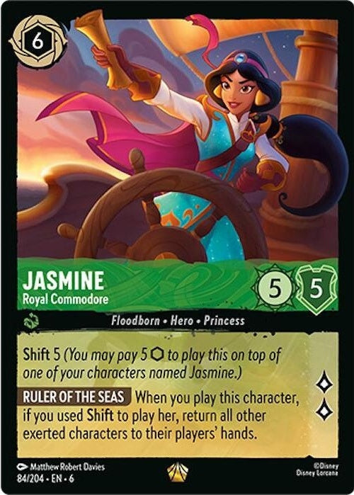 Jasmine - Royal Commodore - 84/204 Legendary Disney Lorcana card from Azurite Sea, Near Mint Normal