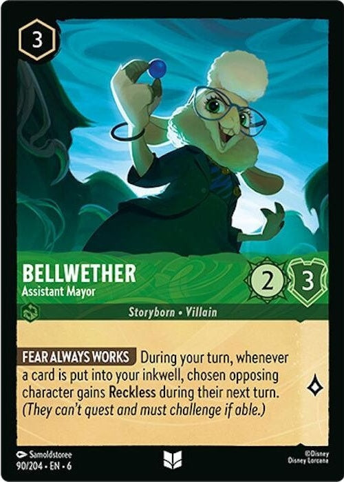 Bellwether - Assistant Mayor - 90/204 Uncommon Disney Lorcana card from Azurite Sea, Near Mint Normal