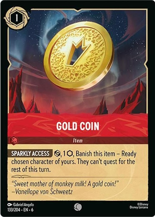 Gold Coin - 133/204 Common Disney Lorcana card from Azurite Sea, Near Mint Normal