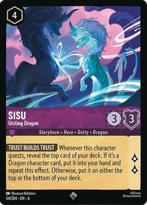 Sisu - Uniting Dragon - 54/204 Super Rare Disney Lorcana card from Azurite Sea, Near Mint Normal
