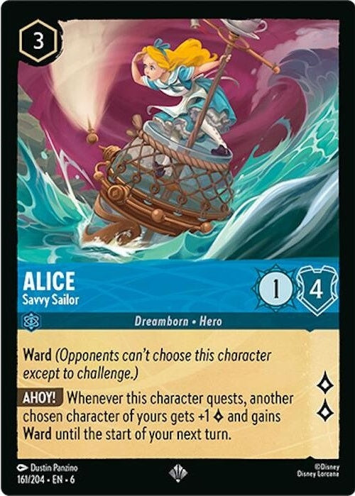 Alice - Savvy Sailor - 161/204 Super Rare Disney Lorcana card from Azurite Sea, Near Mint Normal