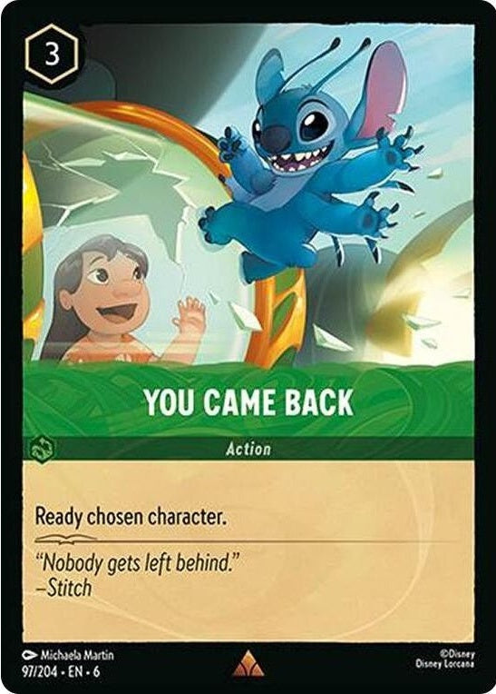You Came Back - 97/204 Rare Disney Lorcana card from Azurite Sea, Near Mint Normal
