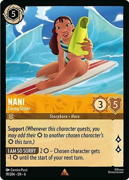 Nani - Caring Sister - 19/204 Rare Disney Lorcana card from Azurite Sea, Near Mint Normal