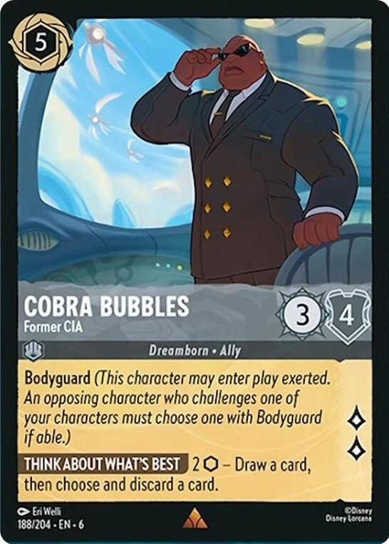 Cobra Bubbles - Former CIA - 188/204 Rare Disney Lorcana card from Azurite Sea, Near Mint Normal