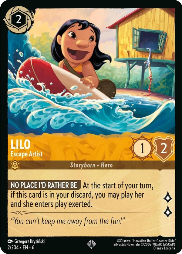 Lilo - Escape Artist - 2/204 Super Rare Disney Lorcana card from Azurite Sea, Near Mint Normal