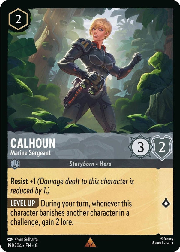 Calhoun - Marine Sergeant - 191/204 Rare Disney Lorcana card from Azurite Sea, Near Mint Normal