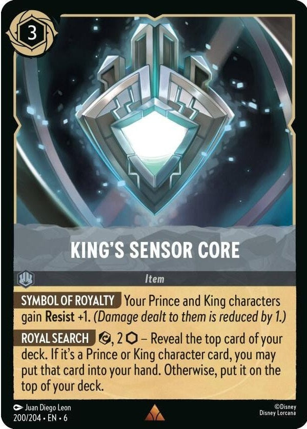King's Sensor Core - 200/204 Rare Disney Lorcana card from Azurite Sea, Near Mint Normal