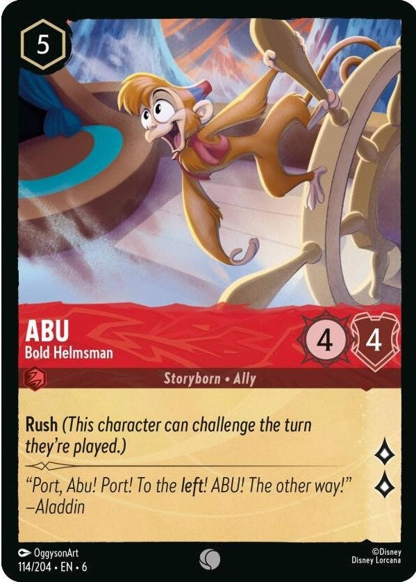 Abu - Bold Helmsman - 114/204 Common Disney Lorcana card from Azurite Sea, Near Mint Normal