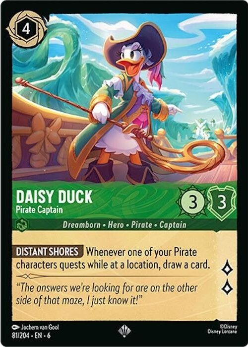 Daisy Duck - Pirate Captain - 81/204 Super Rare Disney Lorcana card from Azurite Sea, Near Mint Normal