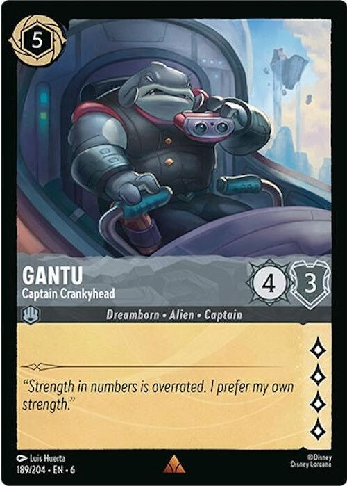 Gantu - Captain Crankyhead - 189/204 Rare Disney Lorcana card from Azurite Sea, Near Mint Normal