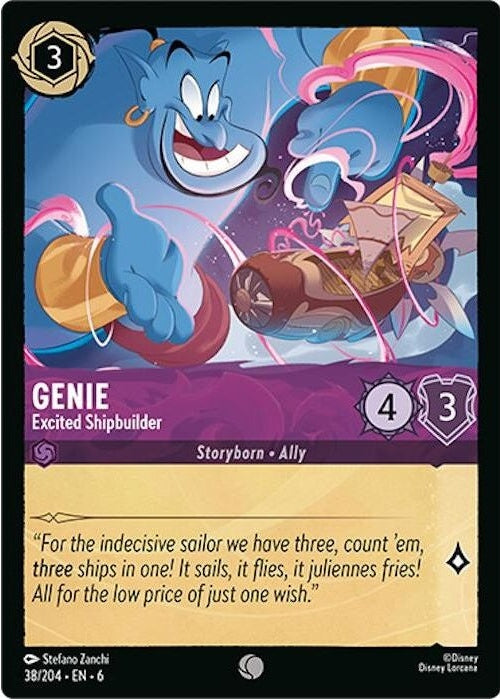 Genie - Excited Shipbuilder - 38/204 Common Disney Lorcana card from Azurite Sea, Near Mint Normal
