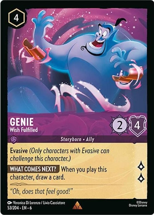 Genie - Wish Fulfilled - 53/204 Rare Disney Lorcana card from Azurite Sea, Near Mint Normal