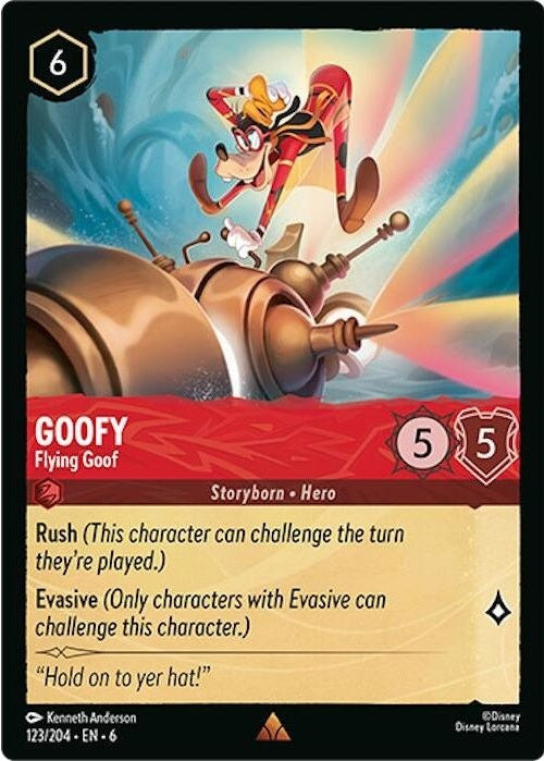 Goofy - Flying Goof - 123/204 Rare Disney Lorcana card from Azurite Sea, Near Mint Cold Foil
