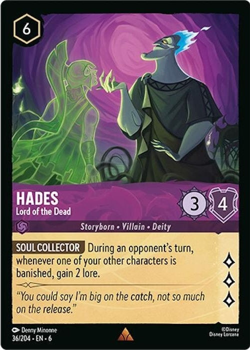 Hades - Lord of the Dead - 36/204 Rare Disney Lorcana card from Azurite Sea, Near Mint Normal
