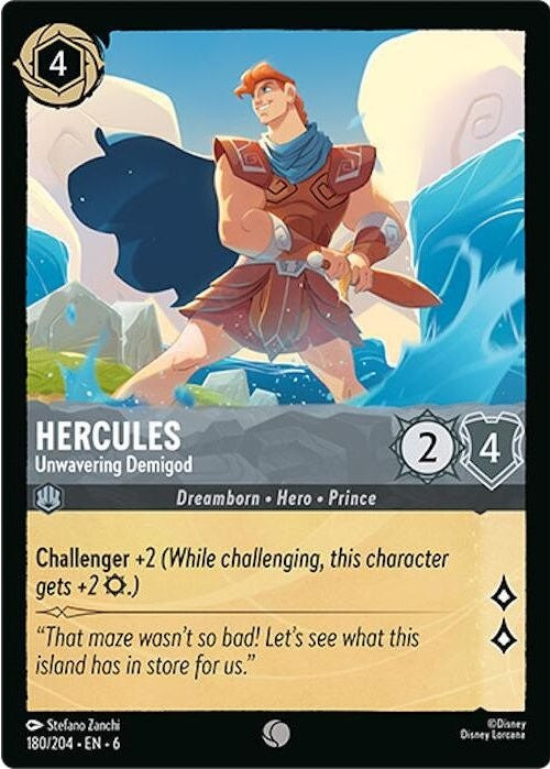 Hercules - Unwavering Demigod - 180/204 Common Disney Lorcana card from Azurite Sea, Near Mint Normal