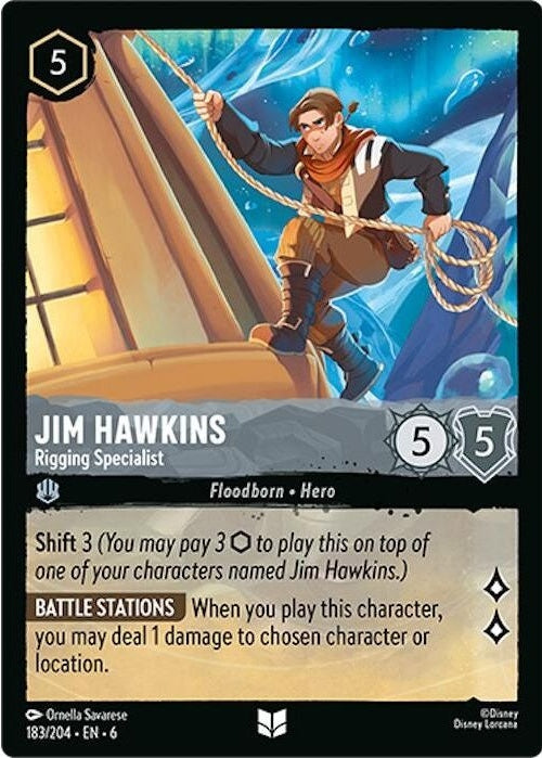 Jim Hawkins - Rigging Specialist - 183/204 Uncommon Disney Lorcana card from Azurite Sea, Near Mint Normal