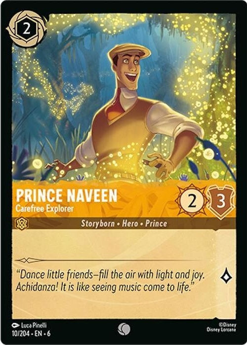Prince Naveen - Carefree Explorer - 10/204 Common Disney Lorcana card from Azurite Sea, Near Mint Normal
