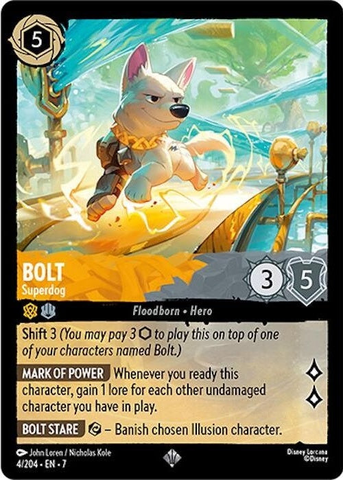 Bolt - Superdog - 4/204 Super Rare Disney Lorcana card from Archazia's Island, Near Mint Normal