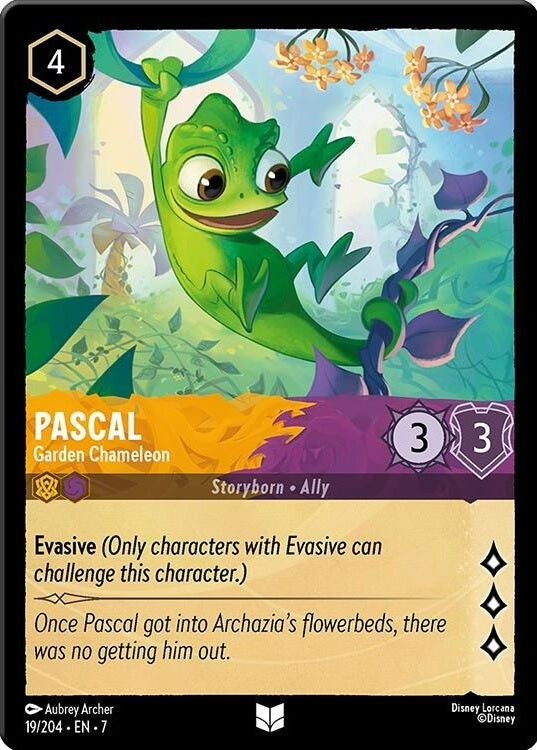 Pascal - Garden Chameleon - 19/204 Uncommon Disney Lorcana card from Archazia's Island, Near Mint Normal