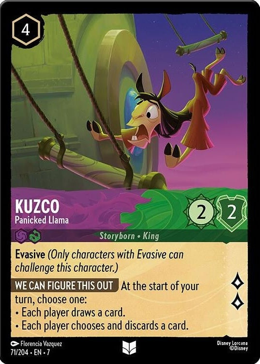 Kuzco - Panicked Llama - 71/204 Uncommon Disney Lorcana card from Archazia's Island, Near Mint Normal