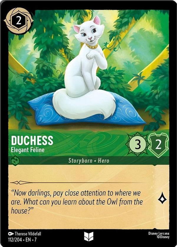 Duchess - Elegant Feline - 112/204 Uncommon Disney Lorcana card from Archazia's Island, Near Mint Normal