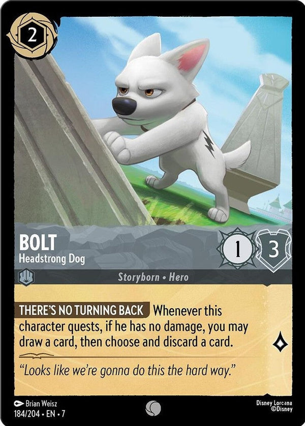 Bolt - Headstrong Dog - 184/204 Common Disney Lorcana card from Archazia's Island, Near Mint Normal