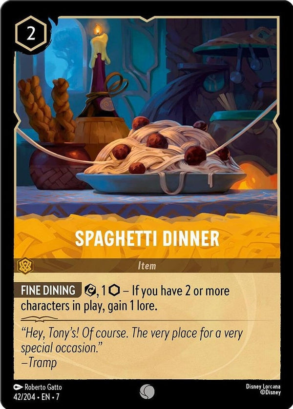 Spaghetti Dinner - 42/204 Common Disney Lorcana card from Archazia's Island, Near Mint Normal