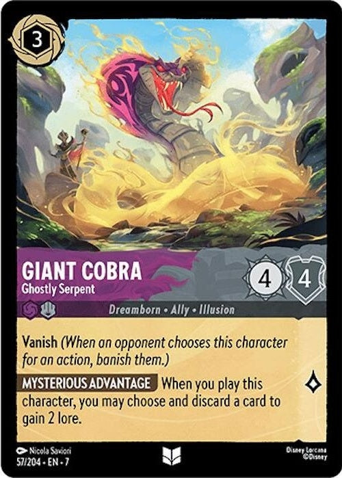 Giant Cobra - Ghostly Serpent - 57/204 Uncommon Disney Lorcana card from Archazia's Island, Near Mint Normal