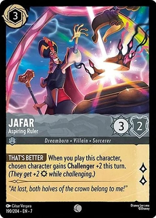 Jafar - Aspiring Ruler - 190/204 Common Disney Lorcana card from Archazia's Island, Near Mint Normal