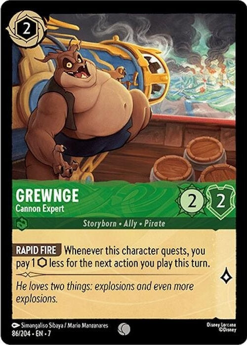 Grewnge - Cannon Expert - 86/204 Common Disney Lorcana card from Archazia's Island, Near Mint Normal