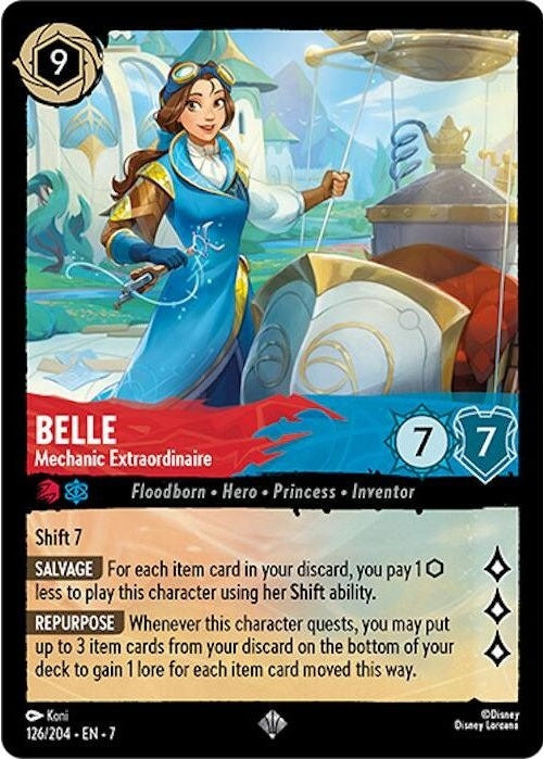 Belle - Mechanic Extraordinaire - 126/204 Super Rare Disney Lorcana card from Archazia's Island, Near Mint Normal