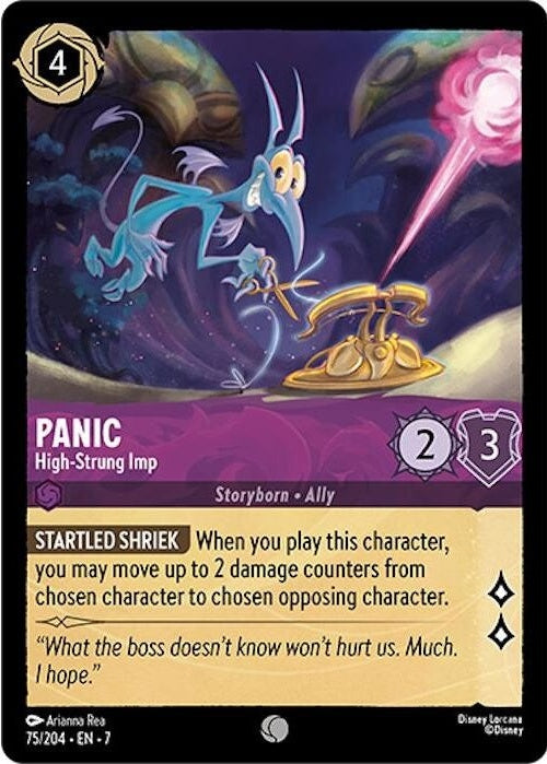 Panic - High-Strung Imp - 75/204 Common Disney Lorcana card from Archazia's Island, Near Mint Normal