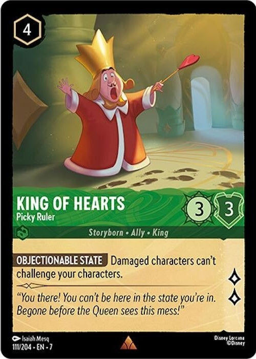 King of Hearts - Picky Ruler - 111/204 Rare Disney Lorcana card from Archazia's Island, Near Mint Cold Foil