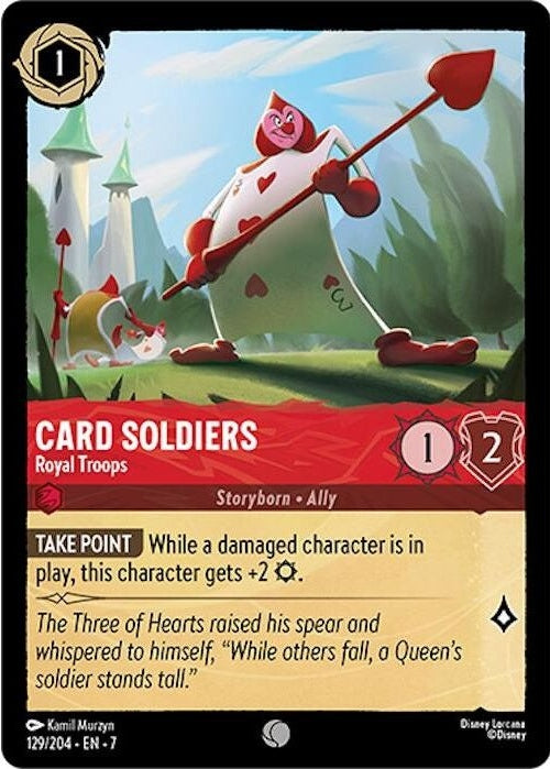 Card Soldiers - Royal Troops - 129/204 Common Disney Lorcana card from Archazia's Island, Near Mint Normal