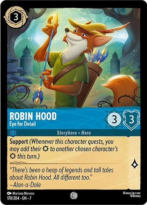 Robin Hood - Eye for Detail - 170/204 Common Disney Lorcana card from Archazia's Island, Near Mint Normal