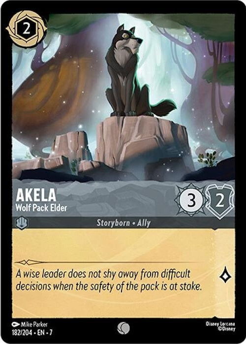 Akela - Wolf Pack Elder - 182/204 Common Disney Lorcana card from Archazia's Island, Near Mint Normal