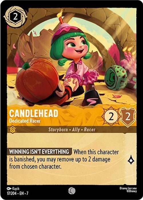 Candlehead - Dedicated Racer - 17/204 Common Disney Lorcana card from Archazia's Island, Near Mint Normal
