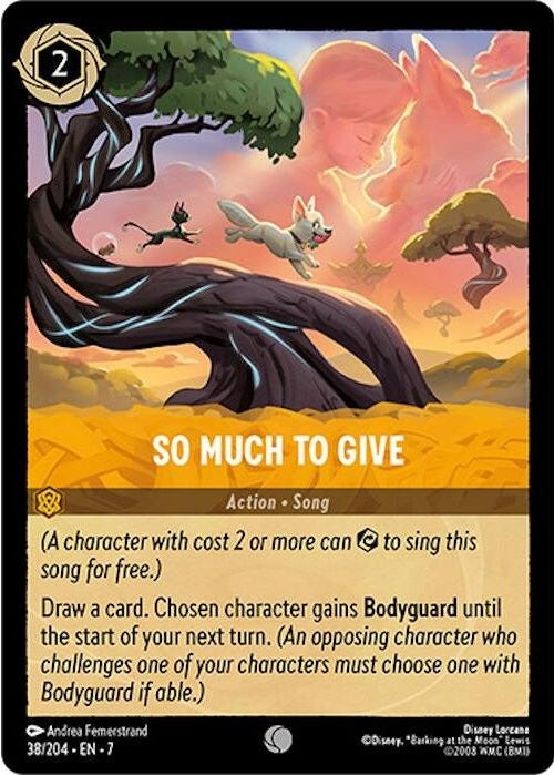So Much to Give - 38/204 Common Disney Lorcana card from Archazia's Island, Near Mint Normal