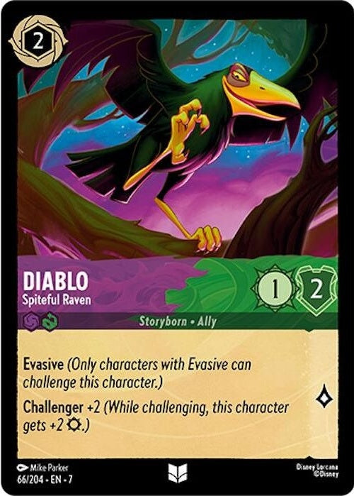 Diablo - Spiteful Raven - 66/204 Uncommon Disney Lorcana card from Archazia's Island, Near Mint Normal