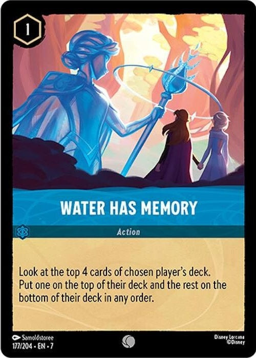Water Has Memory - 177/204 Common Disney Lorcana card from Archazia's Island, Near Mint Normal