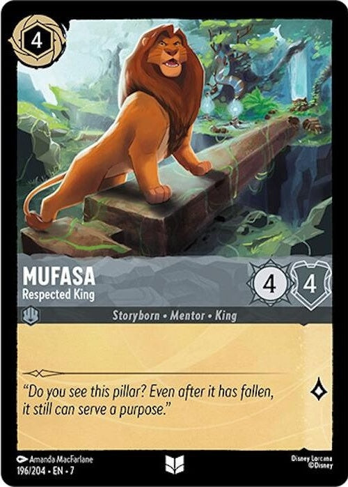Mufasa - Respected King - 196/204 Uncommon Disney Lorcana card from Archazia's Island, Near Mint Normal