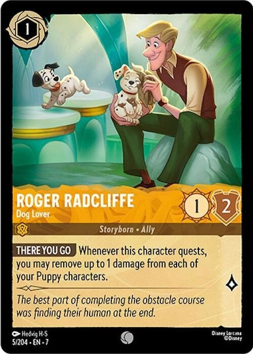 Roger Radcliffe - Dog Lover - 5/204 Common Disney Lorcana card from Archazia's Island, Near Mint Normal